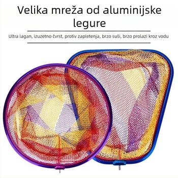 Jačana mreža za lov ribe od aluminijske legure, s dubokom glavom mreže, mreža s finim očima i brzo sušenje, dubina mreže 45