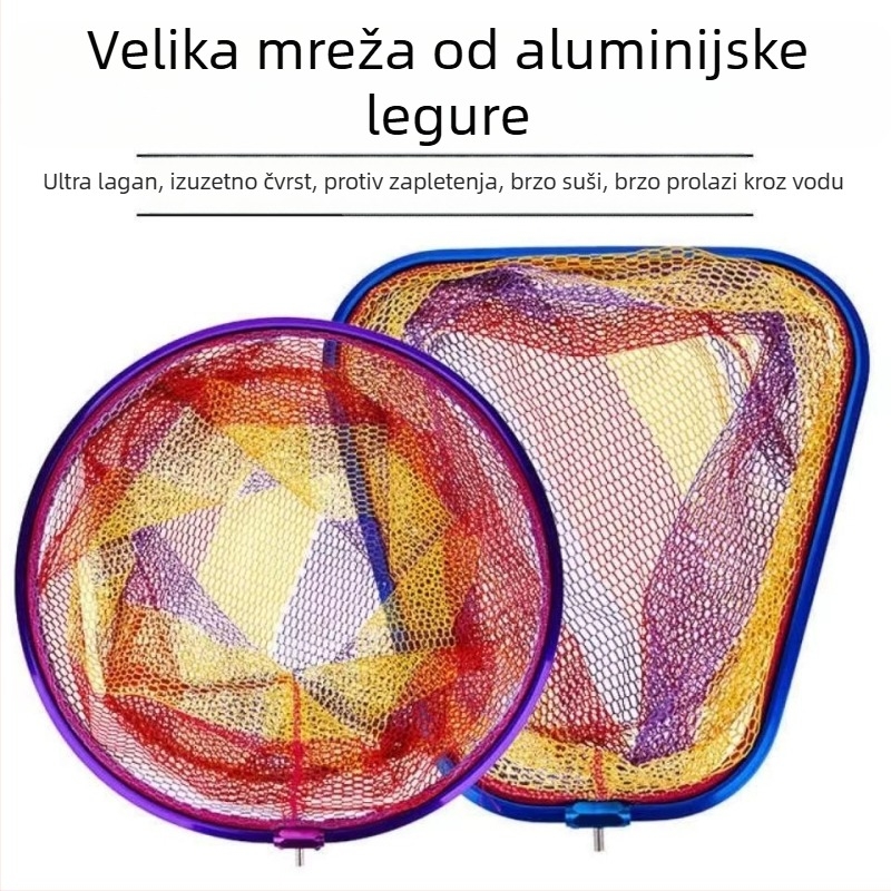 Jačana mreža za lov ribe od aluminijske legure, s dubokom glavom mreže, mreža s finim očima i brzo sušenje, dubina mreže 45