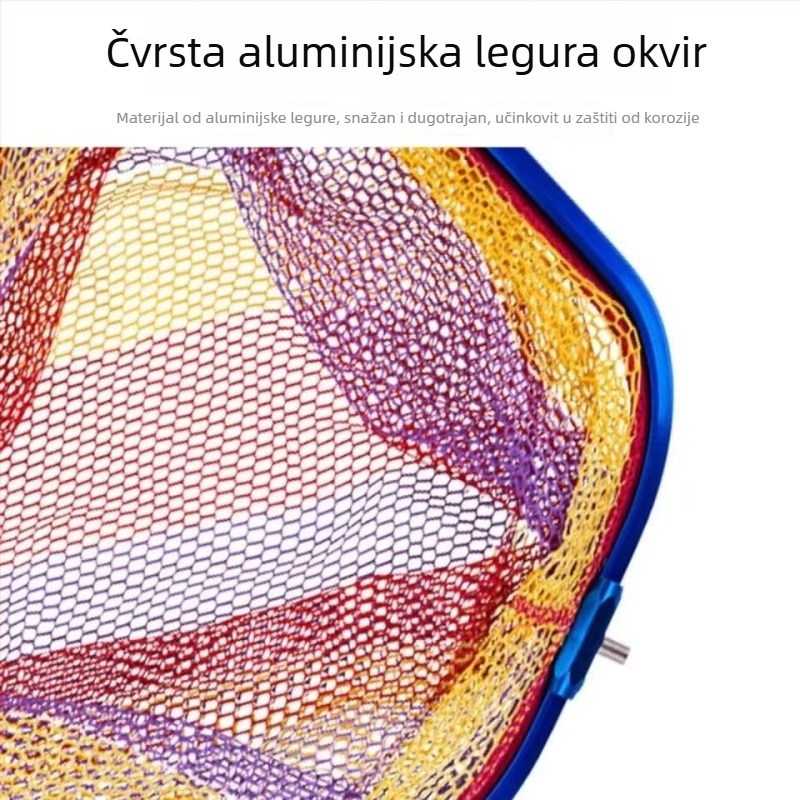 Jačana mreža za lov ribe od aluminijske legure, s dubokom glavom mreže, mreža s finim očima i brzo sušenje, dubina mreže 45