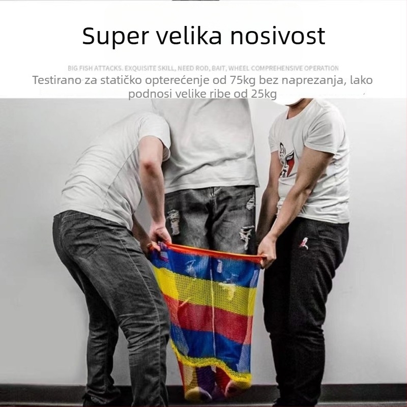 Jačana mreža za lov ribe od aluminijske legure, s dubokom glavom mreže, mreža s finim očima i brzo sušenje, dubina mreže 45