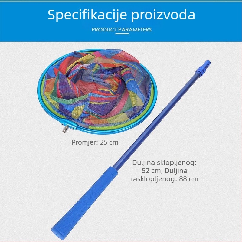 Dječja mini mreža od karbonskih vlakana za vanjski ribolov, lagana za hvatanje omara, riba, leptira i insekata