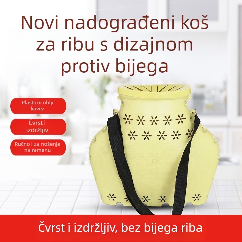 Plastični pleteni koš za ribu s plutajućom obrnuto mrežom za vanjski ribolov