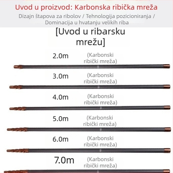 Palica od karbonskih vlakana za mrežu za ribolov, teleskopska, model 04