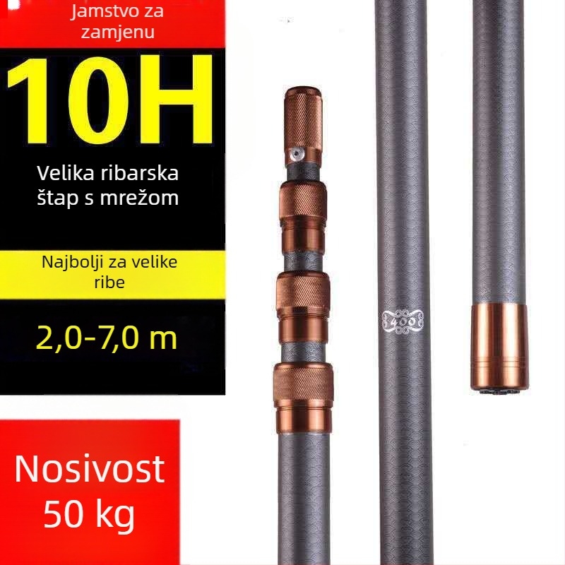 Palica od karbonskih vlakana za mrežu za ribolov, teleskopska, model 04