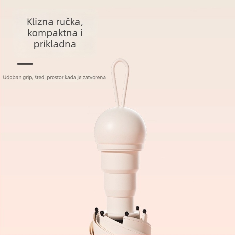 Lagani sklopivi kišobran s rebrima od vlakna stakla, ABS držač, tkanina s vinilnim premazom, ručno otvaranje i zatvaranje, UV zaštita UPF 50+