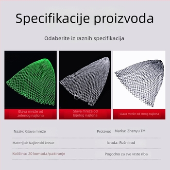 Najlon glava mreže za velike ulove, zelena, mreža s 24/36/45 vlakana