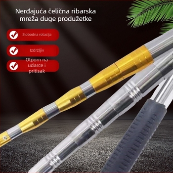 Nehrđajući čelični okretni štap za mreže, proširiv, za ribolov i branje voća — materijal: nehrđajući čelik; težina: 1; čvorova: 5–10; proširiv: da