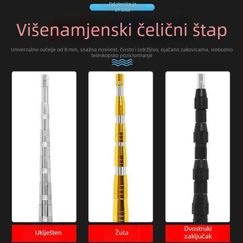 Nehrđajući čelični okretni štap za mreže, proširiv, za ribolov i branje voća — materijal: nehrđajući čelik; težina: 1; čvorova: 5–10; proširiv: da