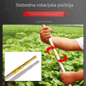 Nehrđajući čelični okretni štap za mreže, proširiv, za ribolov i branje voća — materijal: nehrđajući čelik; težina: 1; čvorova: 5–10; proširiv: da