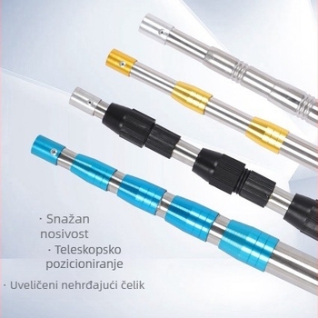 Teleskopska inox štap za mrežu za ribolov, podesiva duljina, 3–5 odjeljaka, 0,25 kg