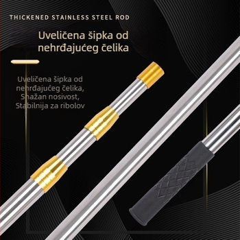 Teleskopska inox štap za mrežu za ribolov, podesiva duljina, 3–5 odjeljaka, 0,25 kg