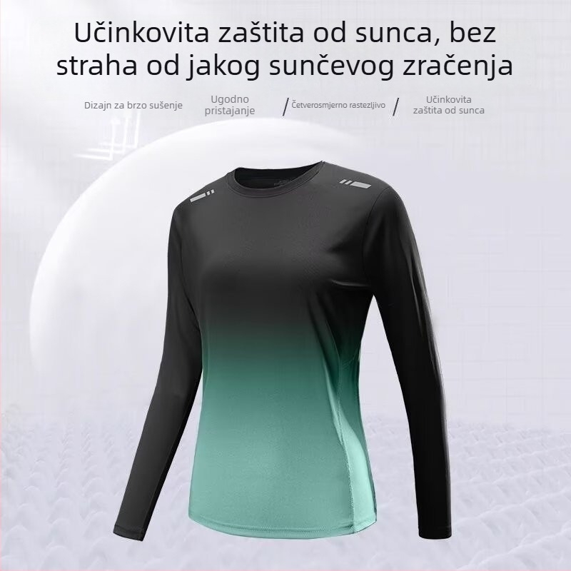 Sportsko majica s dugim rukavima, upija znoj i brzo se suši, udoban slobodan kroj, mješavina poliestera i pamuka, uzorak s slovima