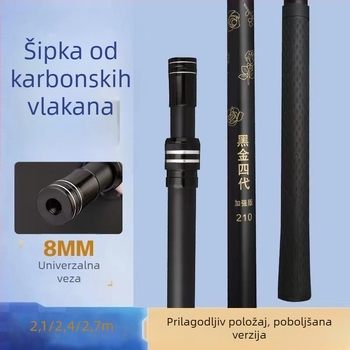 Karbonski štap za mrežu za ribolov, 3-djelni teleskop