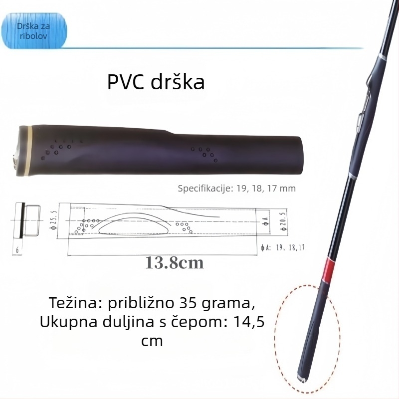 PVC ručka za štapove — modificirana ručka, štap za mrežu, zaštita ručke sa stražnjom čepom, ribolovni dodaci