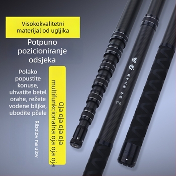 Teleskopski štap za mrežu za ulov, karbonska vlakna, izvučena, 4 dijela, dubina mreže 15