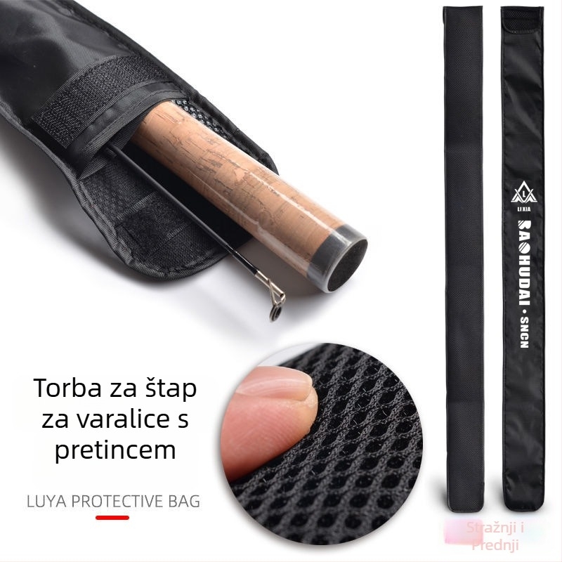 Crna najlonska torba za štapove s odjeljcima bez elastičnih traka; zaštitna torba za štapove i veliki mrežni štap