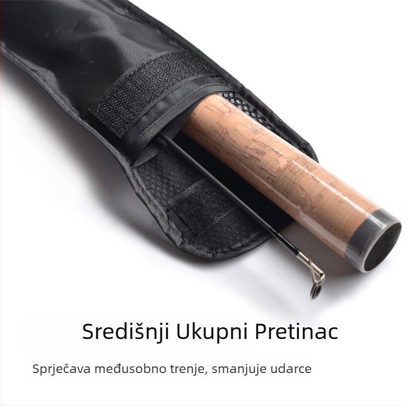 Crna najlonska torba za štapove s odjeljcima bez elastičnih traka; zaštitna torba za štapove i veliki mrežni štap