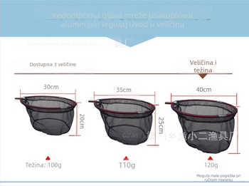 Newborn sklopiva glava ribarske mreže od aluminijske legure