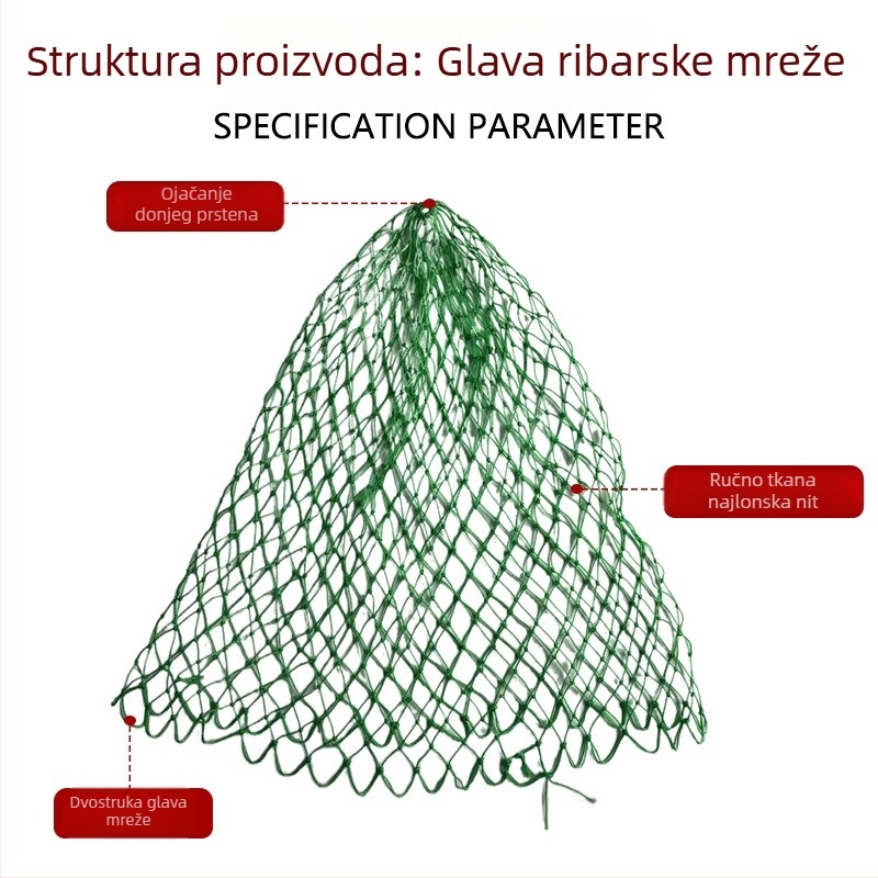 Plava pojačana najlonska glava mreže za velike ribe, 24 ili 36 vlakana