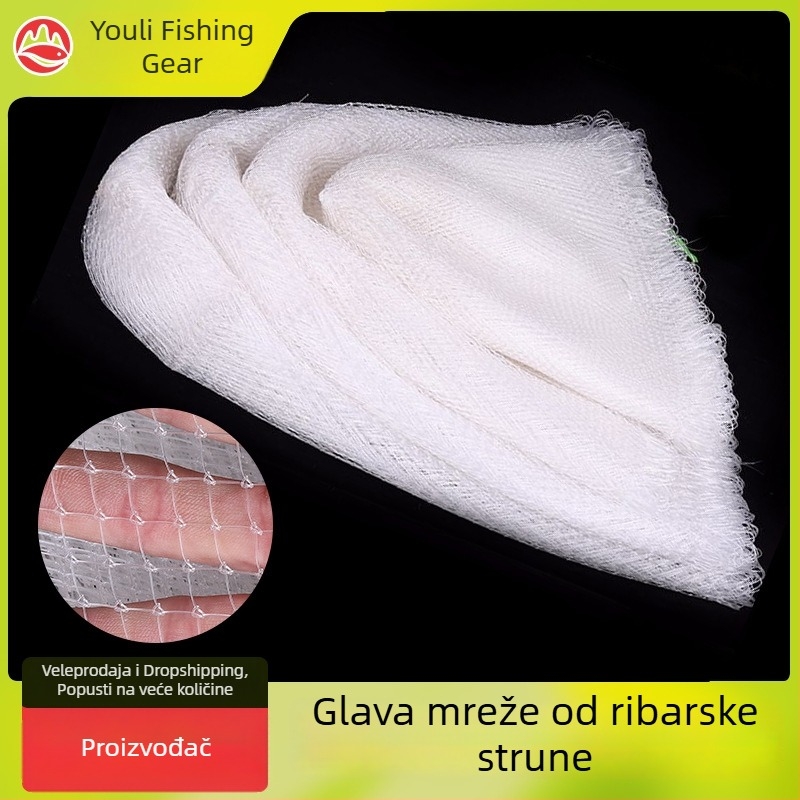 Prozirna ručno pletena mreža za ribolov za velike ribe, bijela mreža