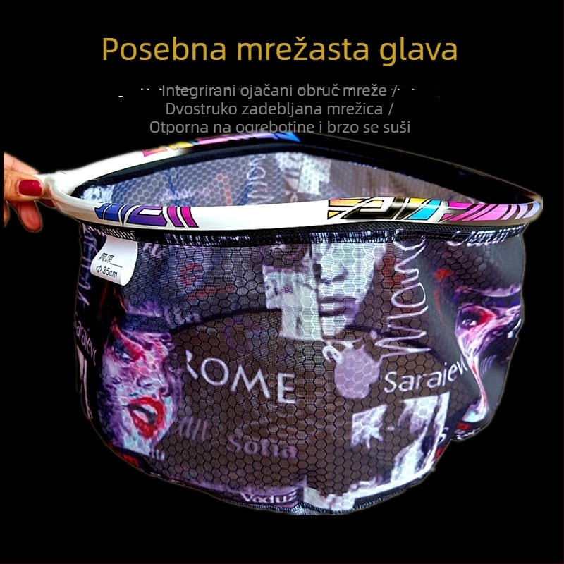 Rainbow karbonsko-titanijska legura, kruh od jednog komada, odvojiva glava mreže za ribolov, posebno oblikovana, brzo sušeća, otporna na ogrebotine