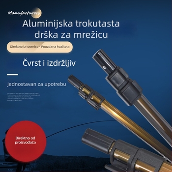 Teleskopska aluminijska štapa za mrežu za ribolov s trokutastim okvirom i kopčom za fiksiranje, duljina 3–4 m, ribolovni dodatak
