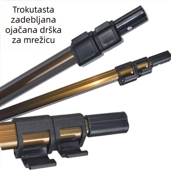 Teleskopska aluminijska štapa za mrežu za ribolov s trokutastim okvirom i kopčom za fiksiranje, duljina 3–4 m, ribolovni dodatak