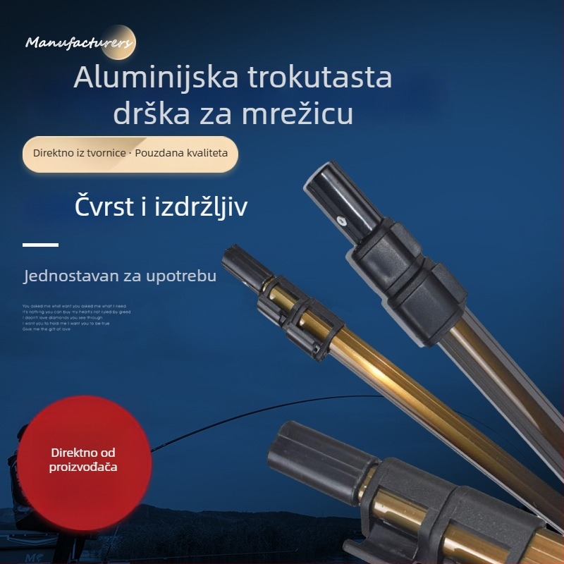 Teleskopska aluminijska štapa za mrežu za ribolov s trokutastim okvirom i kopčom za fiksiranje, duljina 3–4 m, ribolovni dodatak