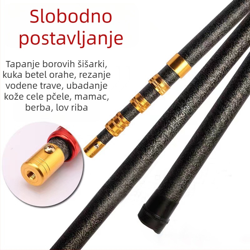 Fiberglass teleskopska štapa za mrežu za ribolov, tanka mreža, sklopiva