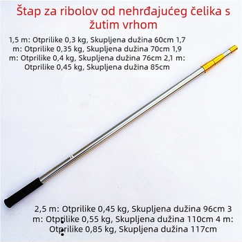 Štap za mrežu za ribolov s trokutastom glavom od nehrđajućeg čelika i aluminijske legure, za velike ribe