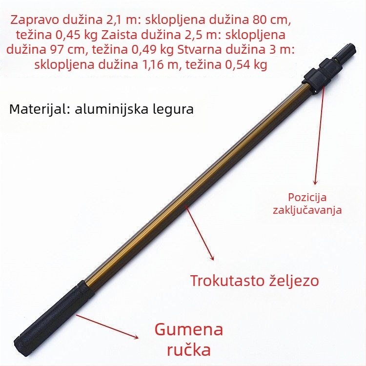 Štap za mrežu za ribolov s trokutastom glavom od nehrđajućeg čelika i aluminijske legure, za velike ribe