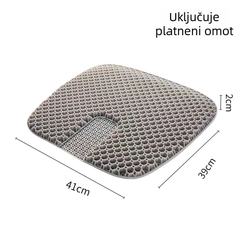 Jastuk za sjedalo automobila u obliku slova U s gelnim punjenjem, poliester tkanina, hlađenje i prozračnost, prilagodljiv, moderni minimalistčki stil