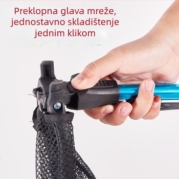 Sklopivi aluminijski štap za ribarske mreže s trokutastom glavom i mrežom velike kapacitete