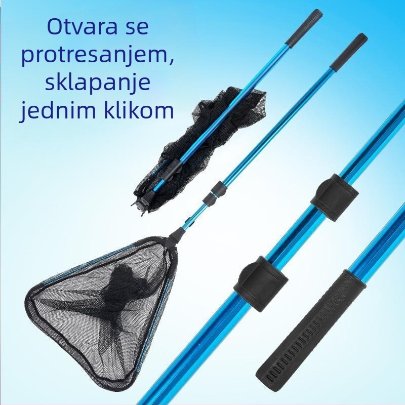 Sklopivi aluminijski štap za ribarske mreže s trokutastom glavom i mrežom velike kapacitete