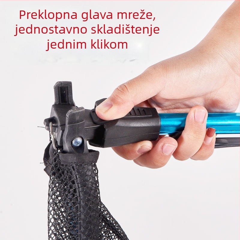 Sklopivi aluminijski štap za ribarske mreže s trokutastom glavom i mrežom velike kapacitete