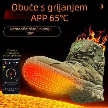 Grijane papuče za vanjsku upotrebu s prilagodljivom temperaturom, USB punjenje, unisex, gornji dio od prave kože, EVA potplat