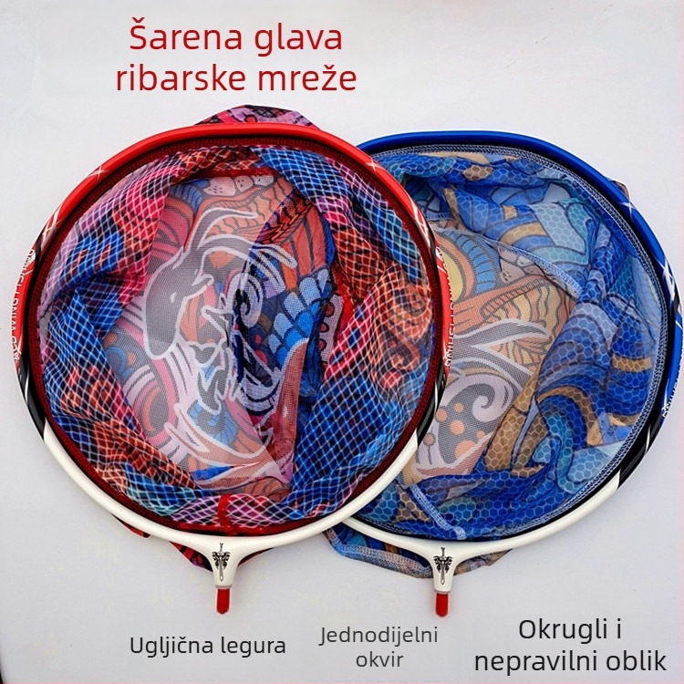 Šarena glava mreže neobičnog oblika, lagana tvrda legura karbonsko-titanska, odvojiva mreža, mrežasta torba otporna na vodu