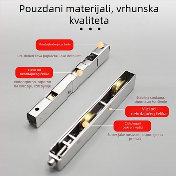 Rolna za klizna vrata — nehrđajući čelik, plast-čelik i aluminijski spoj; Model: Plastic steel long wheel set; Radius kanala za užet: 1; Šifra proizvoda: F7mjs579h9jt; Stil: Modern minimalistički