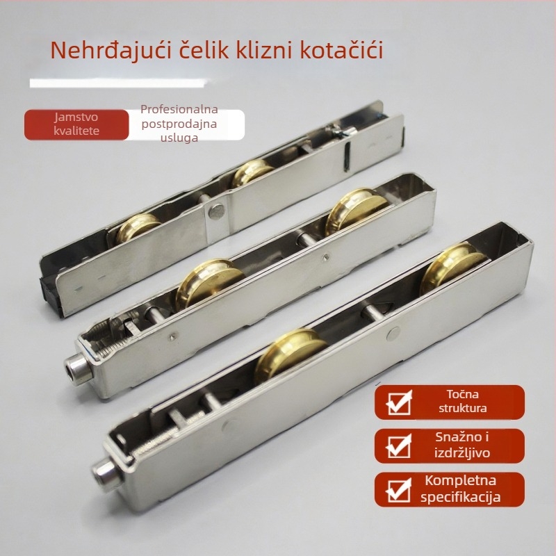 Rolna za klizna vrata — nehrđajući čelik, plast-čelik i aluminijski spoj; Model: Plastic steel long wheel set; Radius kanala za užet: 1; Šifra proizvoda: F7mjs579h9jt; Stil: Modern minimalistički