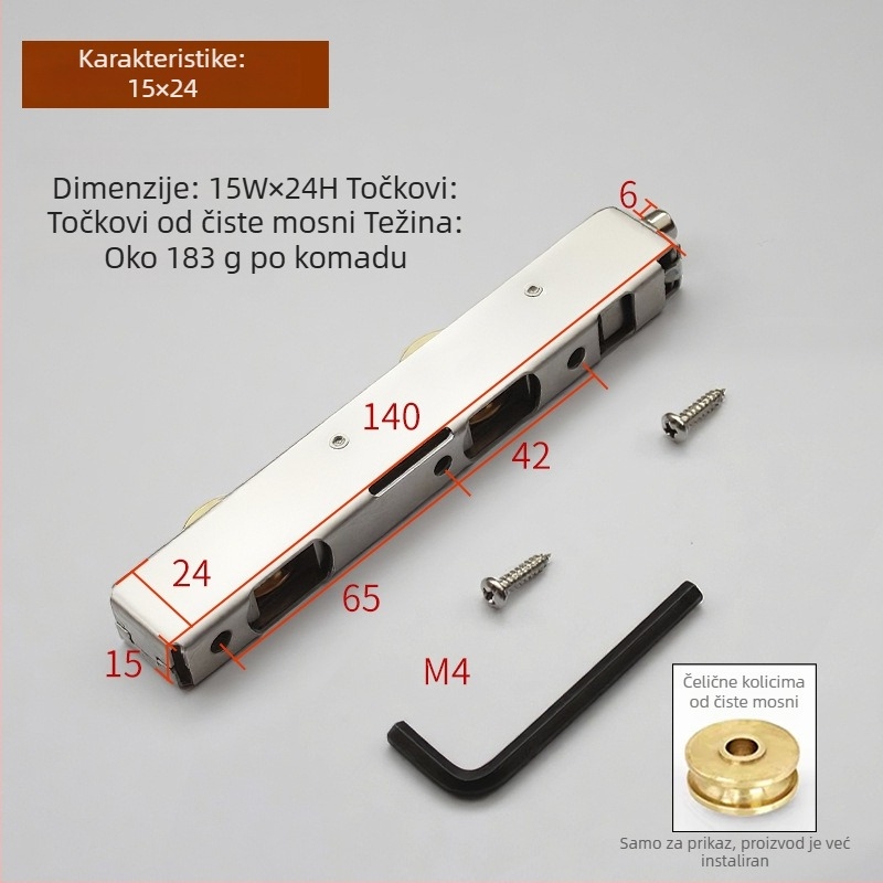 Rolna za klizna vrata — nehrđajući čelik, plast-čelik i aluminijski spoj; Model: Plastic steel long wheel set; Radius kanala za užet: 1; Šifra proizvoda: F7mjs579h9jt; Stil: Modern minimalistički