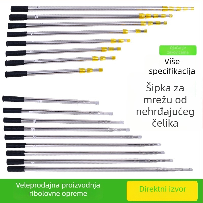Nehrđajući čelični teleskopski štap za mrežu za ribolov i vodene biljke