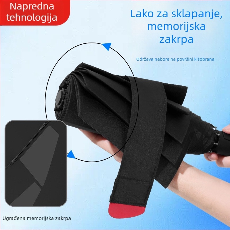 Kišobran s automatskim otvaranjem, 8 rebara, 210T tkanina, plastična ručka, UV zaštita UPF>30
