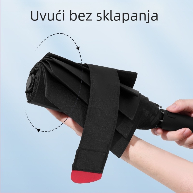 Kišobran s automatskim otvaranjem, 8 rebara, 210T tkanina, plastična ručka, UV zaštita UPF>30