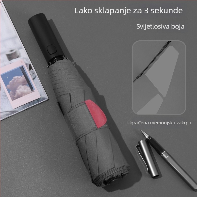 Kišobran s automatskim otvaranjem, 8 rebara, 210T tkanina, plastična ručka, UV zaštita UPF>30
