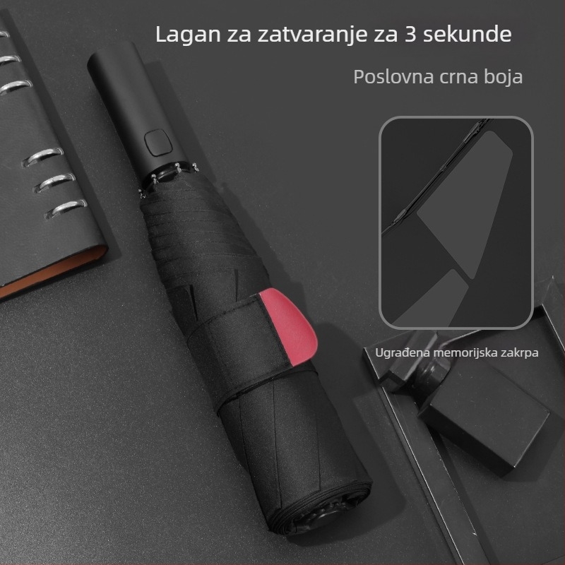 Kišobran s automatskim otvaranjem, 8 rebara, 210T tkanina, plastična ručka, UV zaštita UPF>30