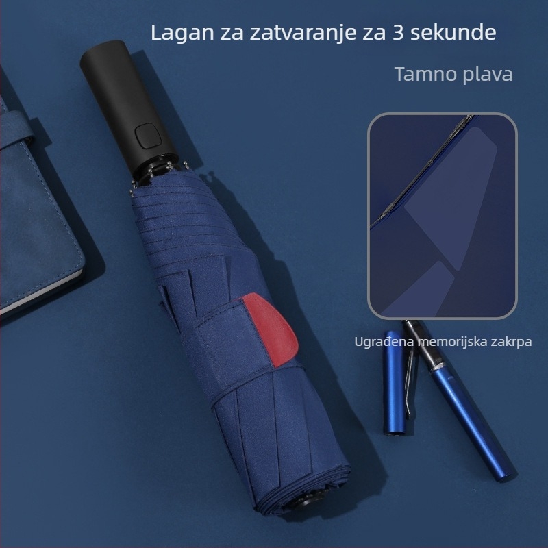 Kišobran s automatskim otvaranjem, 8 rebara, 210T tkanina, plastična ručka, UV zaštita UPF>30