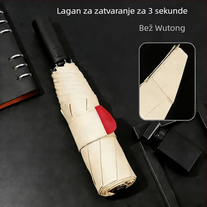 Kišobran s automatskim otvaranjem, 8 rebara, 210T tkanina, plastična ručka, UV zaštita UPF>30