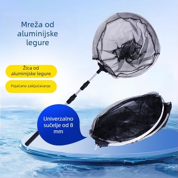 Aluminijska legura ribolovna mreža sa teleskopskom šipkom, sklopivom mrežom i podesivom pozicijom