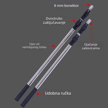 Nehrđajući čelik teleskopna mrežna šipka s dvostrukim zaključavanjem, ojačano univerzalno sučelje