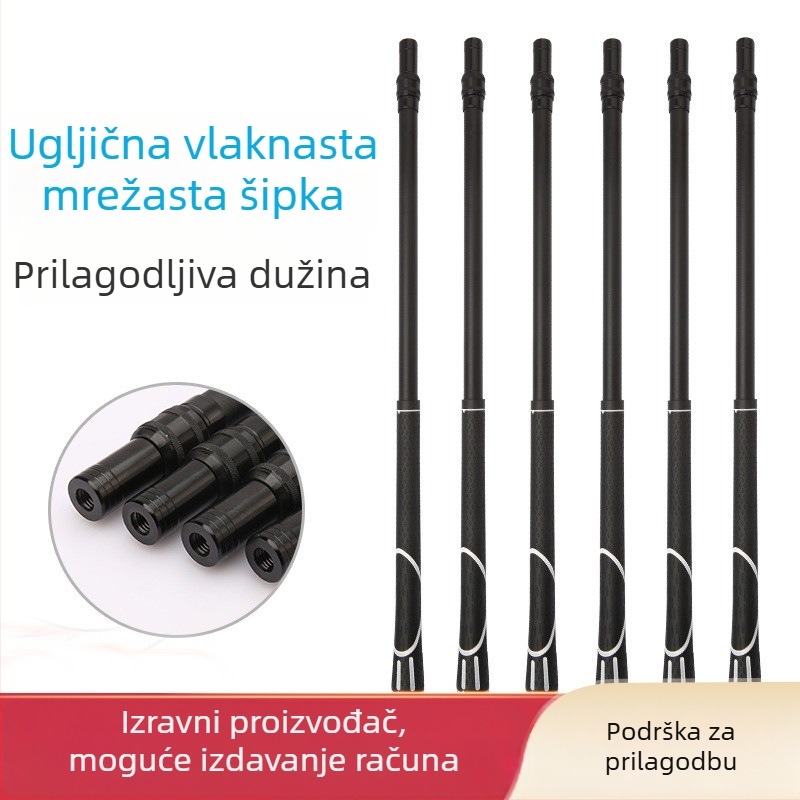Karbonska teleskopska štapa za ribolov s mrežicom, s podesivim položajem i univerzalnim vijčanim spojem, višenamjenska za djecu